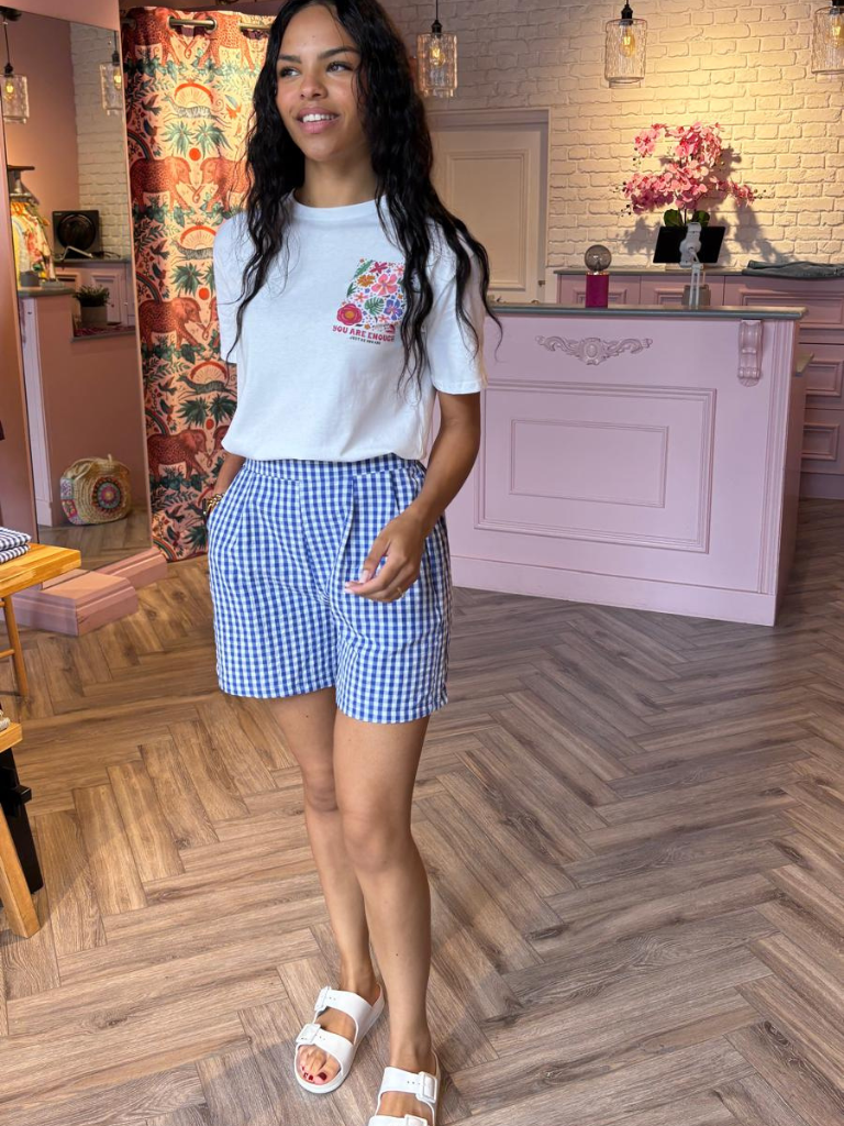 Ella Blue Gingham Shorts