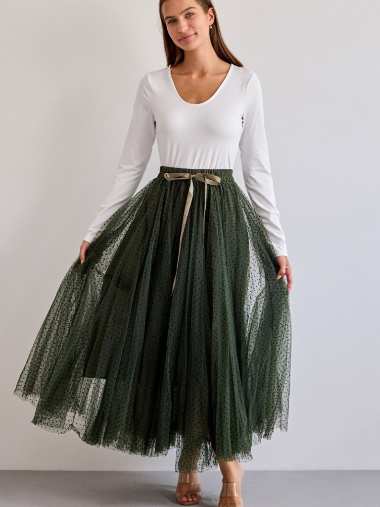 Green Polka Dot Tulle