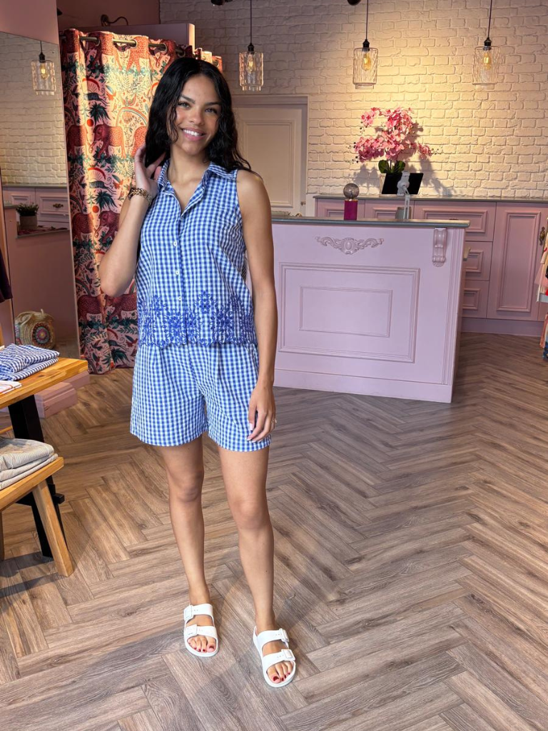 Ella Blue Gingham Shorts