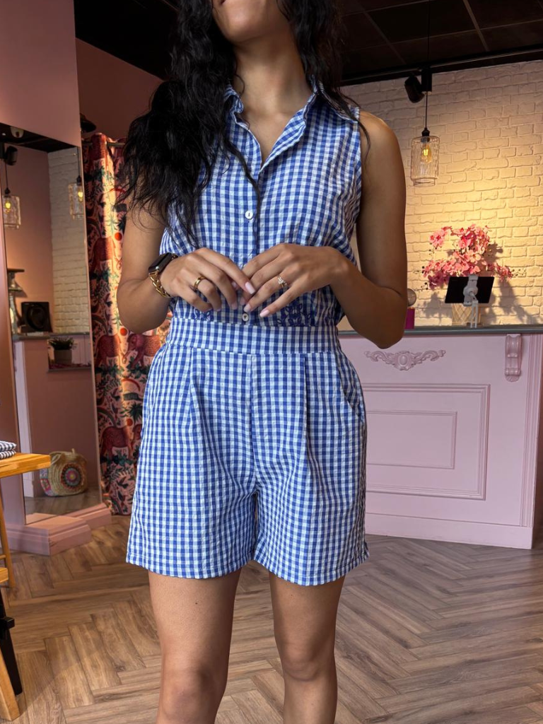 Ella Blue Gingham Shorts