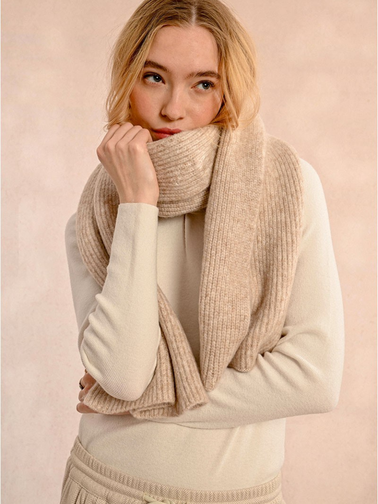 Beige Ribbed Scarf