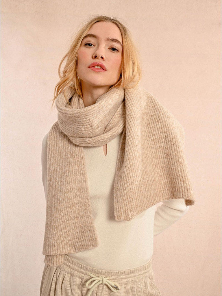 Beige Ribbed Scarf