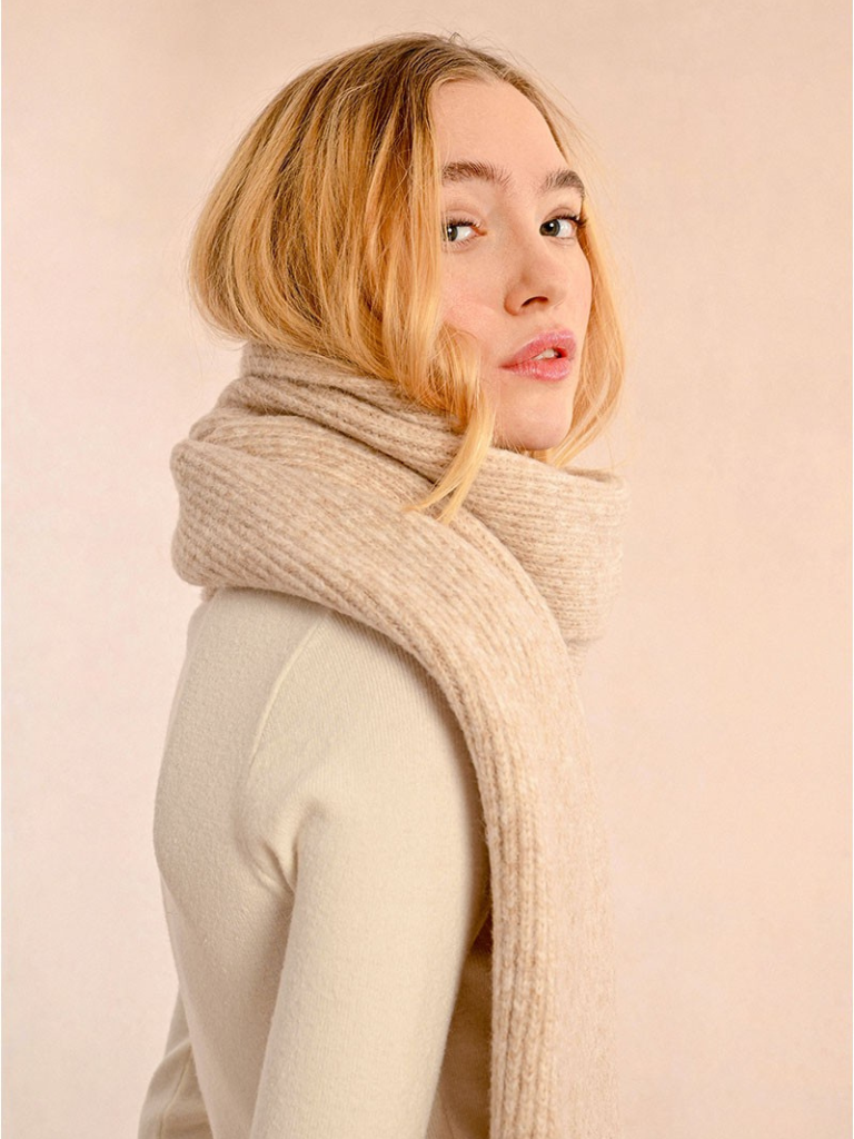 Beige Ribbed Scarf