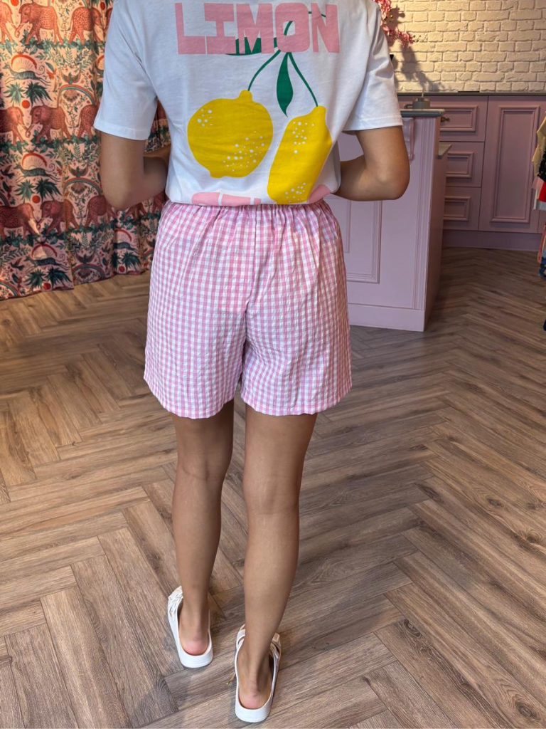 Ella Pink Gingham Shorts