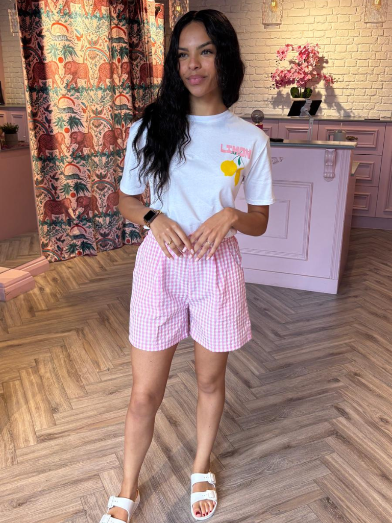 Ella Pink Gingham Shorts
