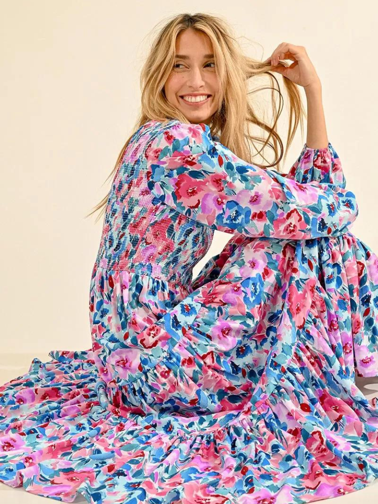Purple Clemence Floral Dress