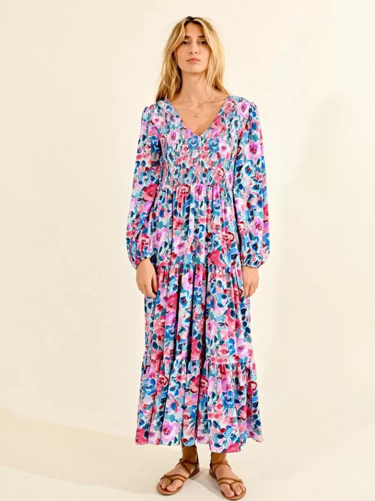 Purple Clemence Floral Dress