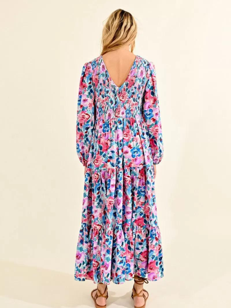 Purple Clemence Floral Dress