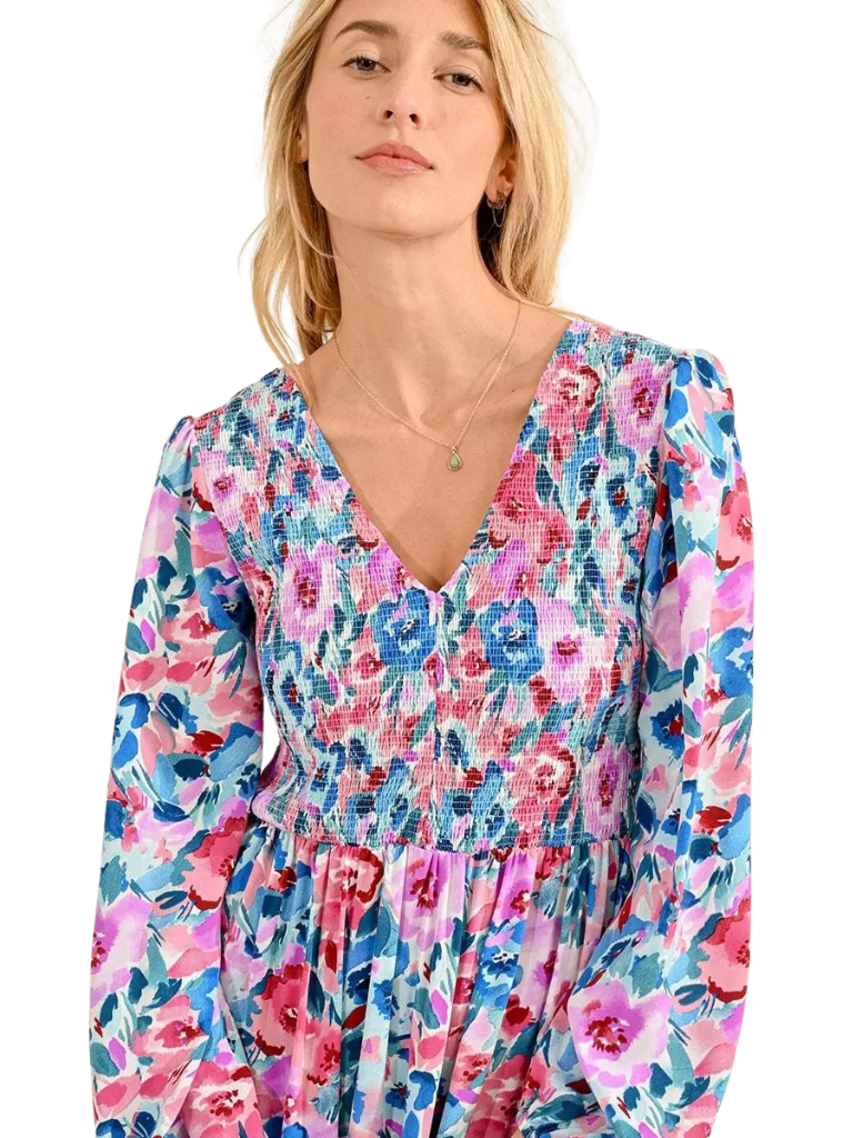 Purple Clemence Floral Dress