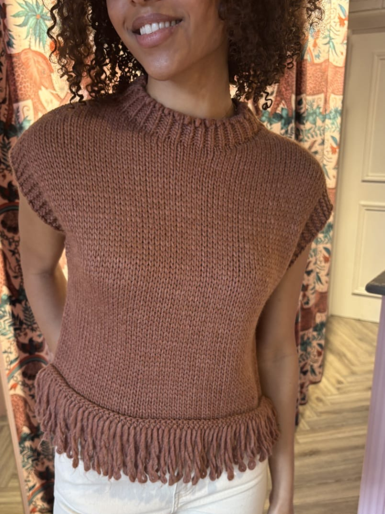 Kate Fringe Knit Mocha