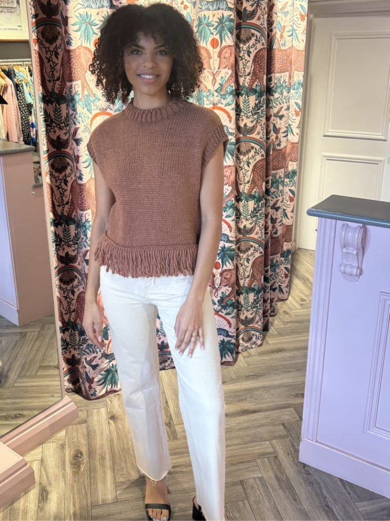 Kate Fringe Knit Mocha