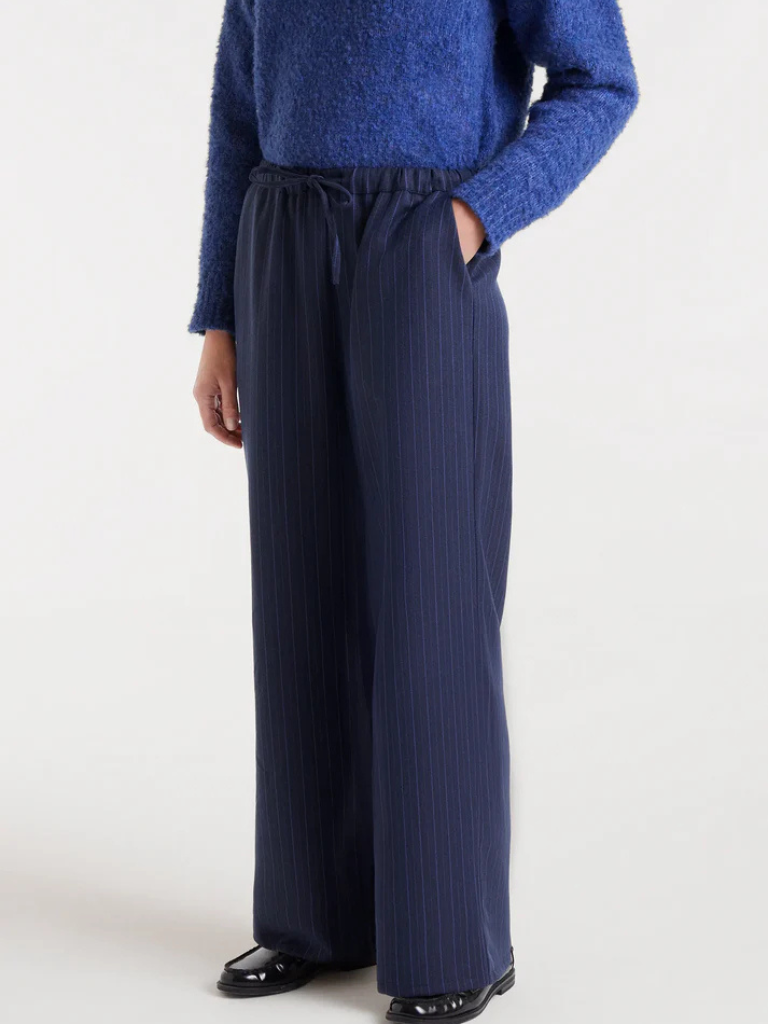 Navy Pinstripe Pants