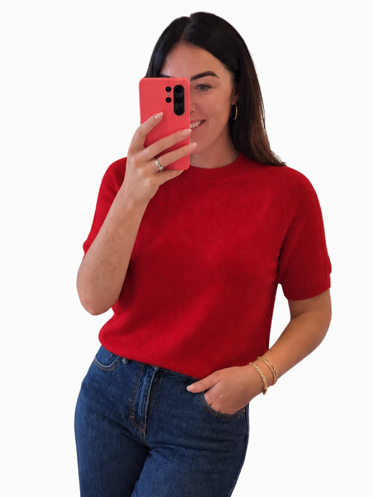 Claire Cherry Red Alpaca Blend Knit