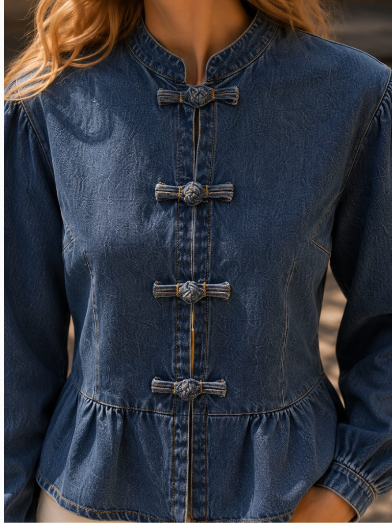 Vera Mandarin Denim Top