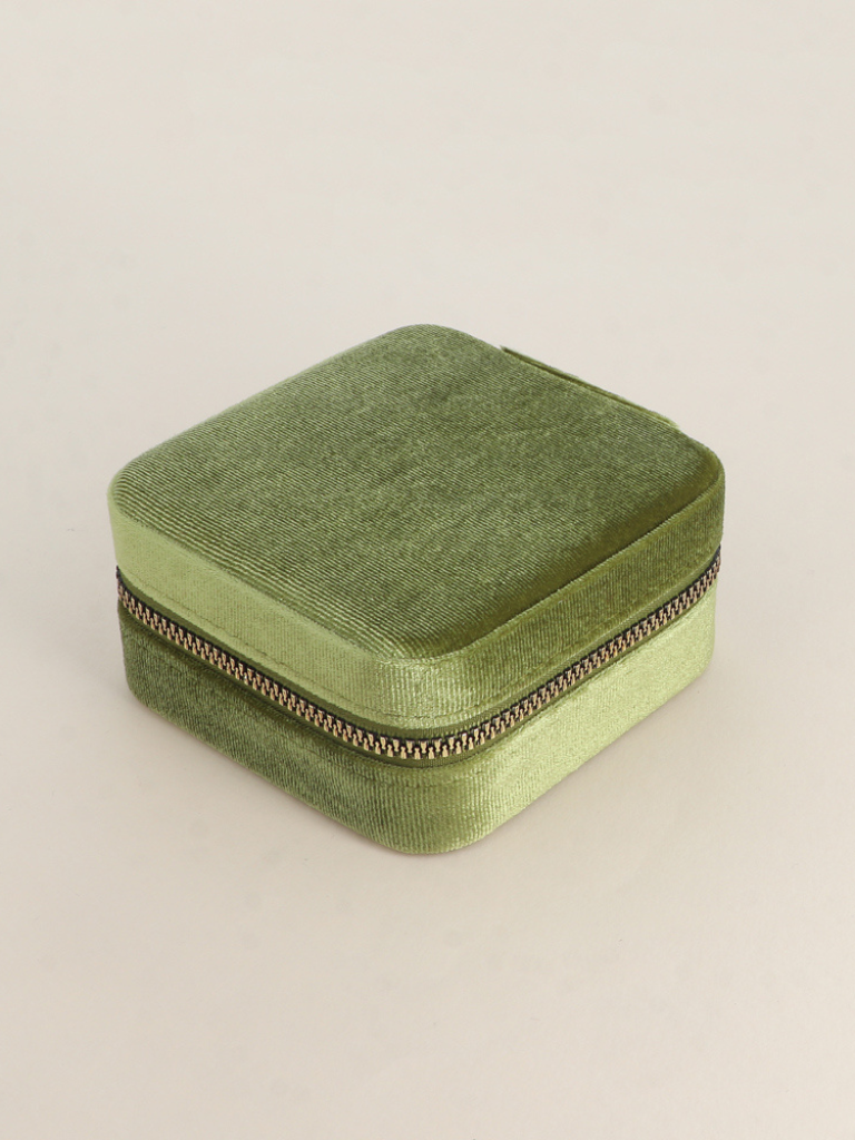 Harmony Olive Velvet Jewellery Box
