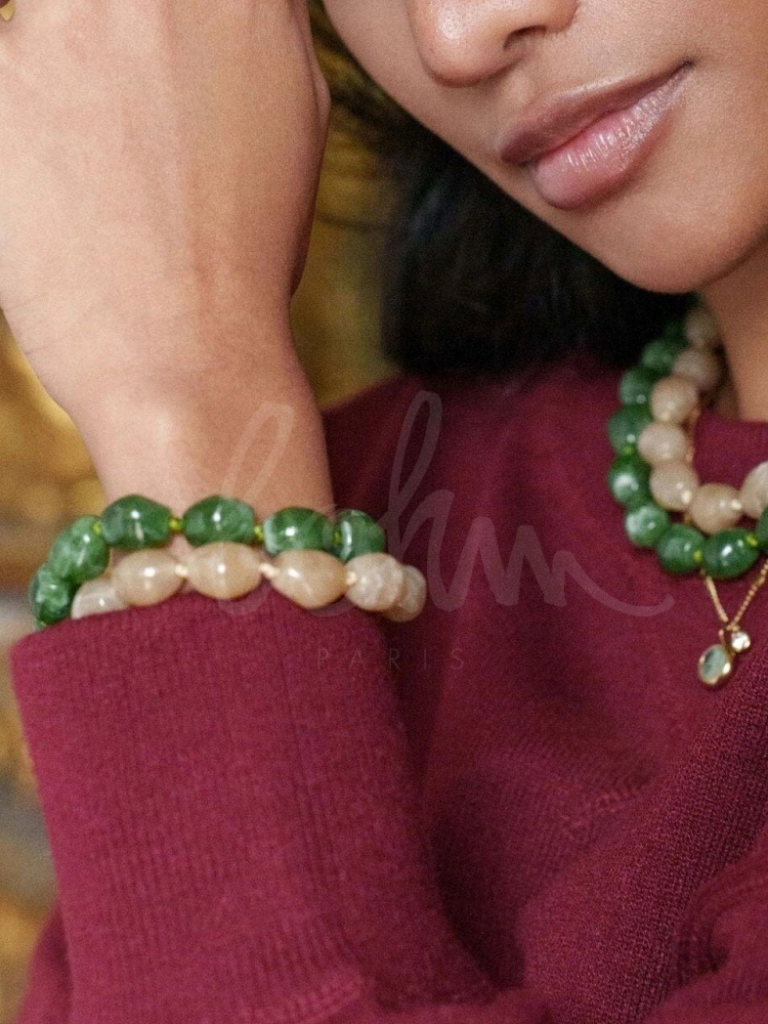 Cable Green Beaded Bracelet