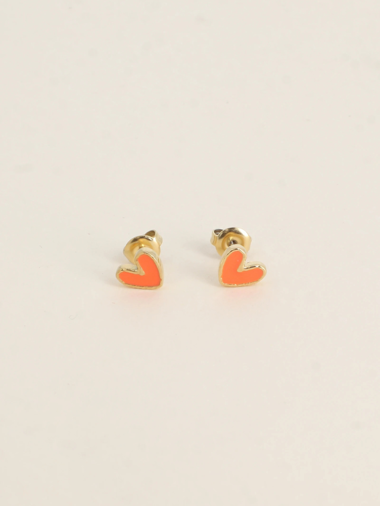 Orange Heart Earrings