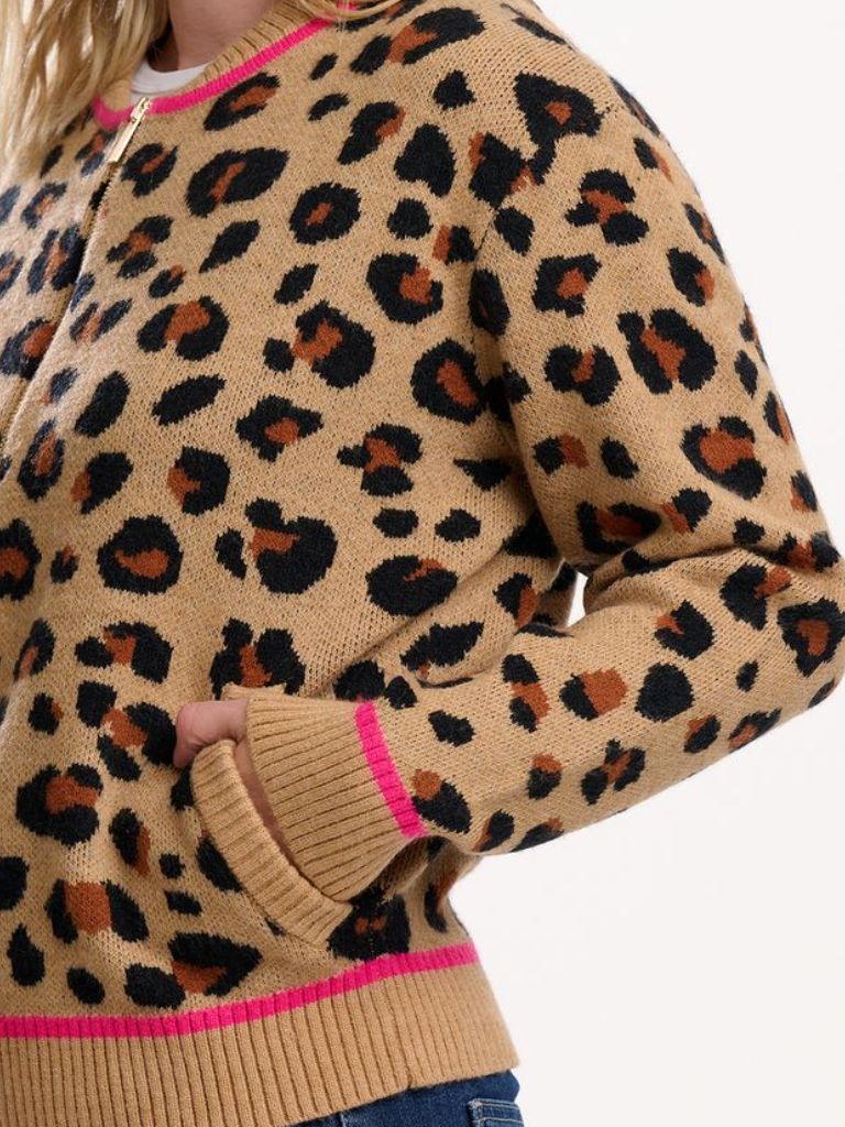 Solana Knitted Bomber- Leopard