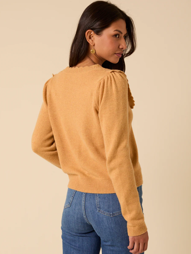 Yellow Pointelle yoke Cardigan
