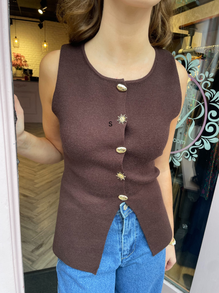 Esme Waistcoat Knit Chocolate