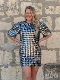 Houndstooth Sequin Dress