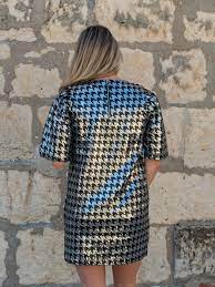 Houndstooth Sequin Dress