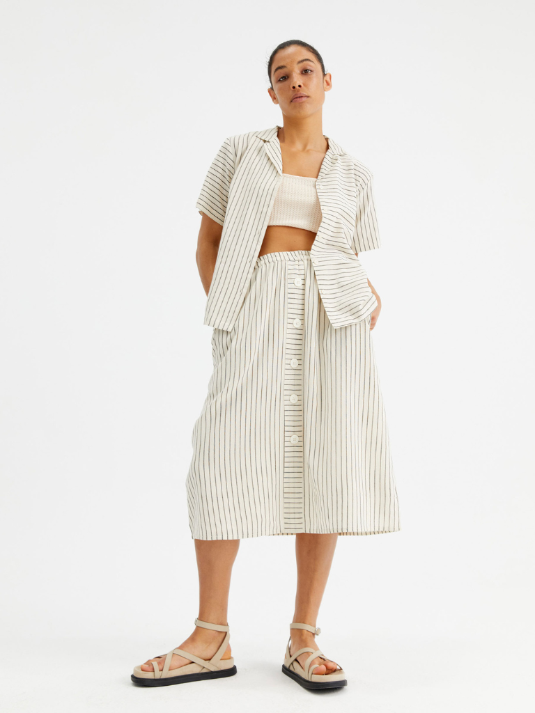 H&m striped midi sales skirt