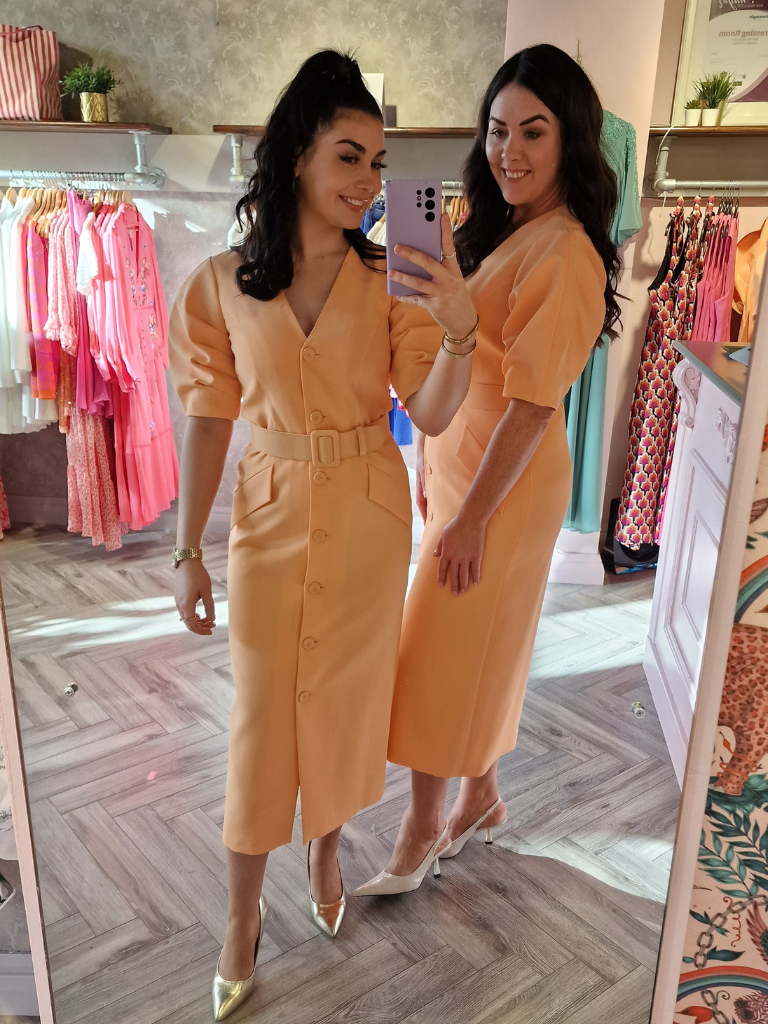 Elena V Neck Midi Short Sleeve Dress