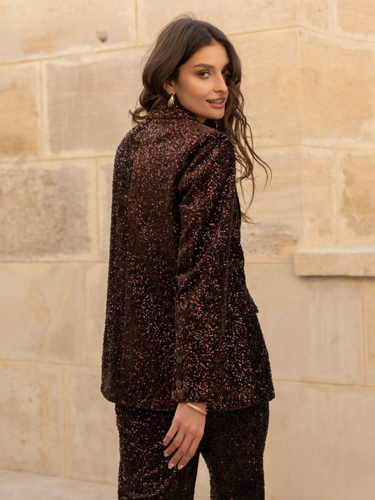 Luna Chocolate Sequin Suit