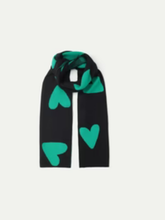 Black Heart Jacquard knit Scarf