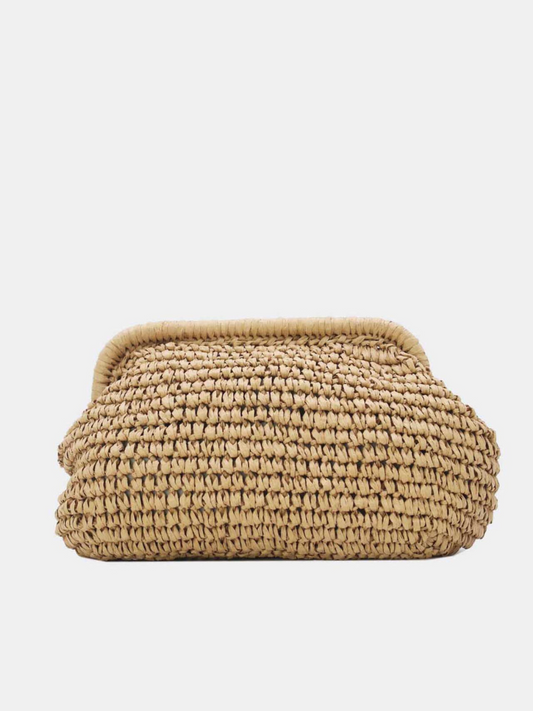 Tan Straw Clutch