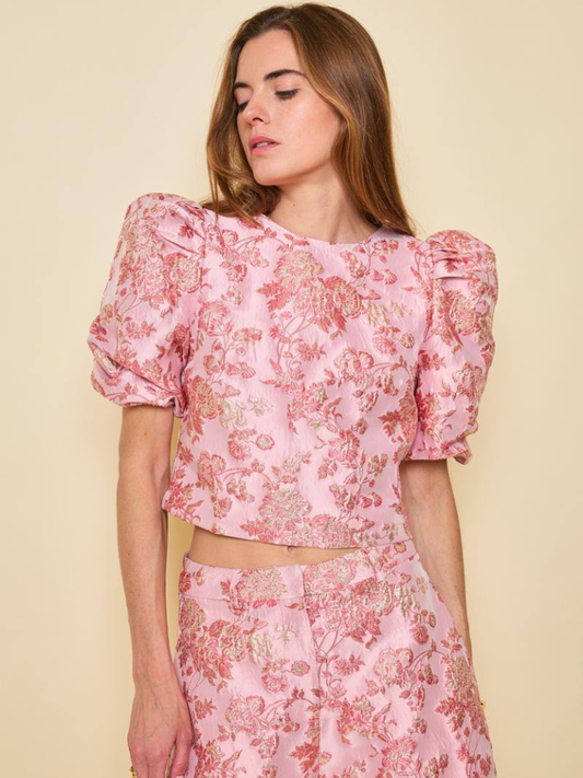 Abby Pink Jacquard Top