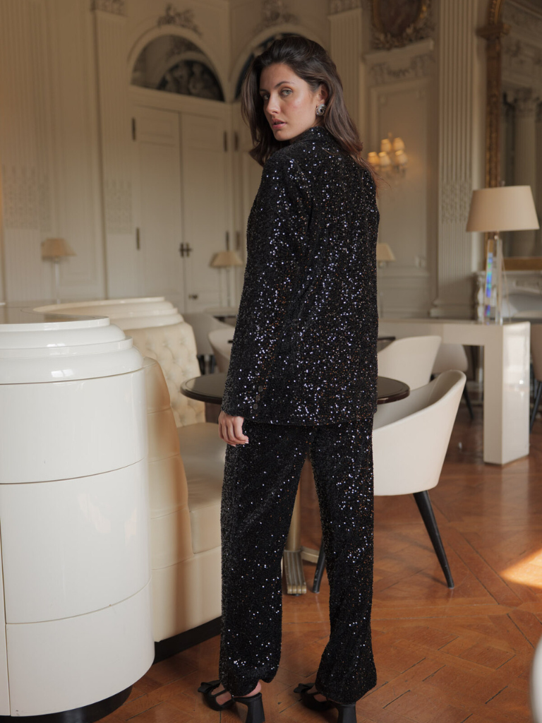 Luna Black Sequin Suit