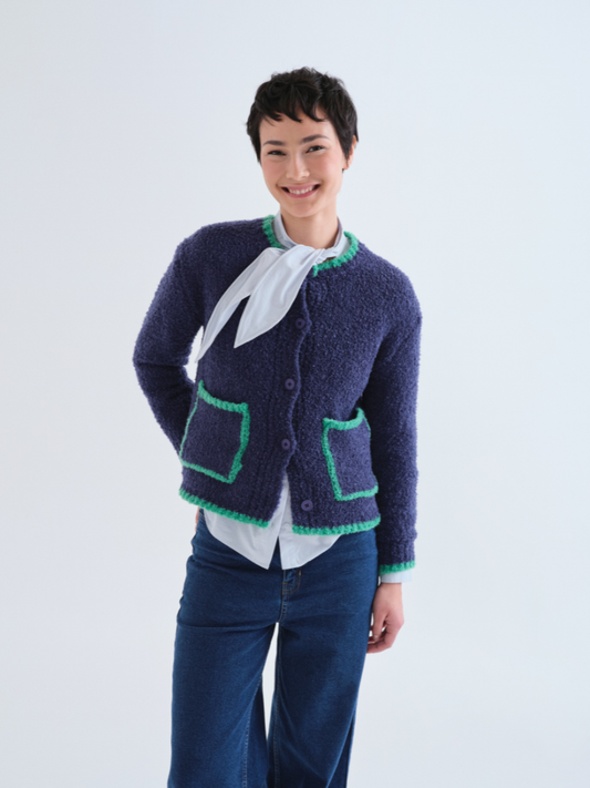 Sorcha Navy Contrast Cardigan