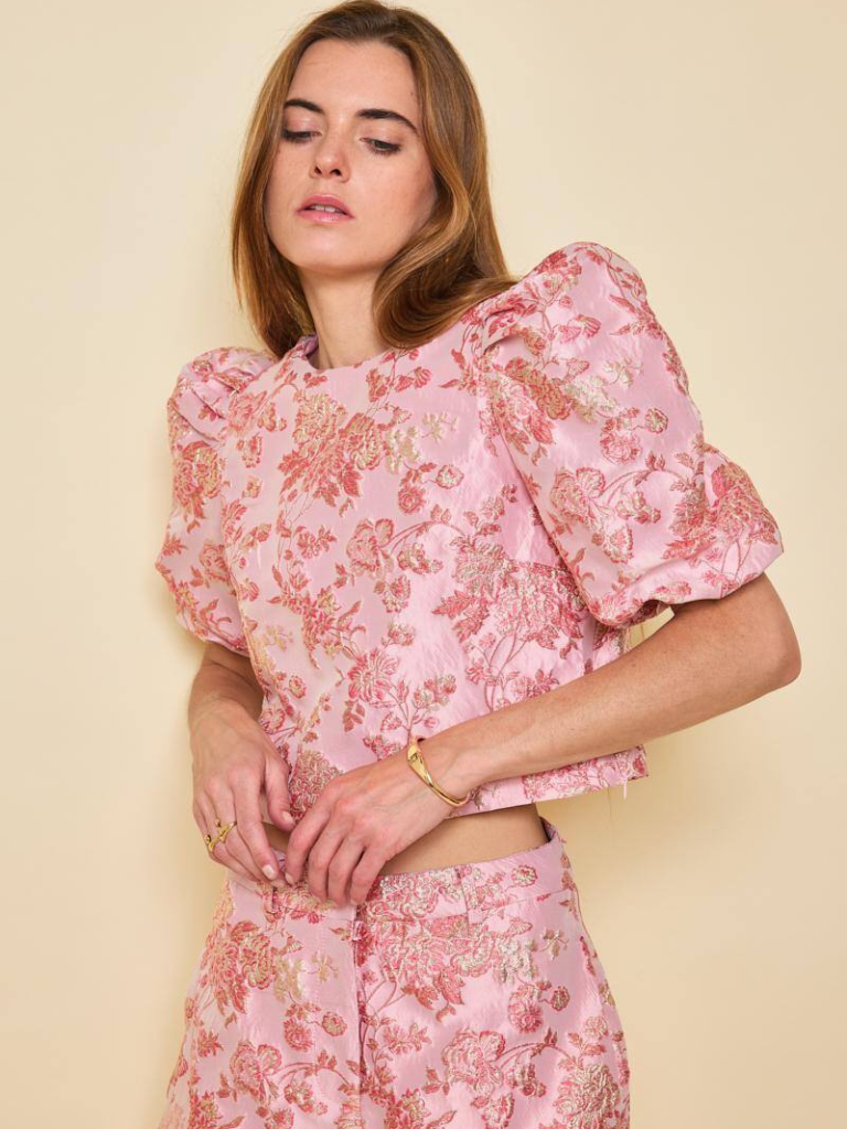 Abby Pink Jacquard Top