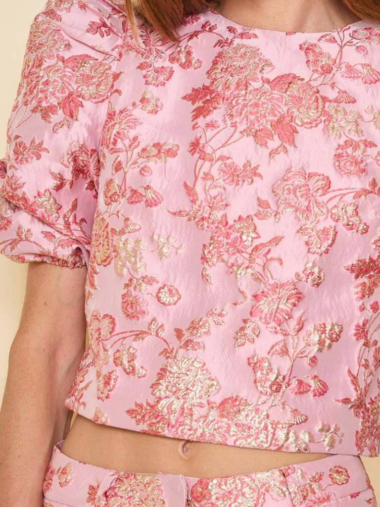 Abby Pink Jacquard Top
