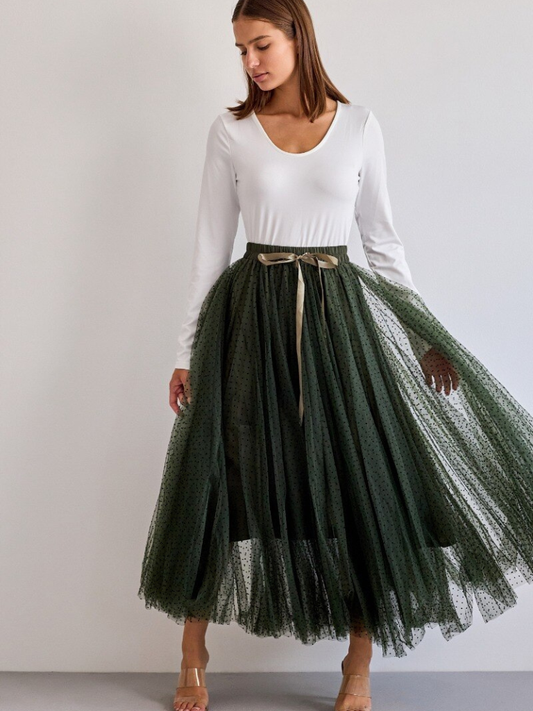 Green Polka Dot Tulle