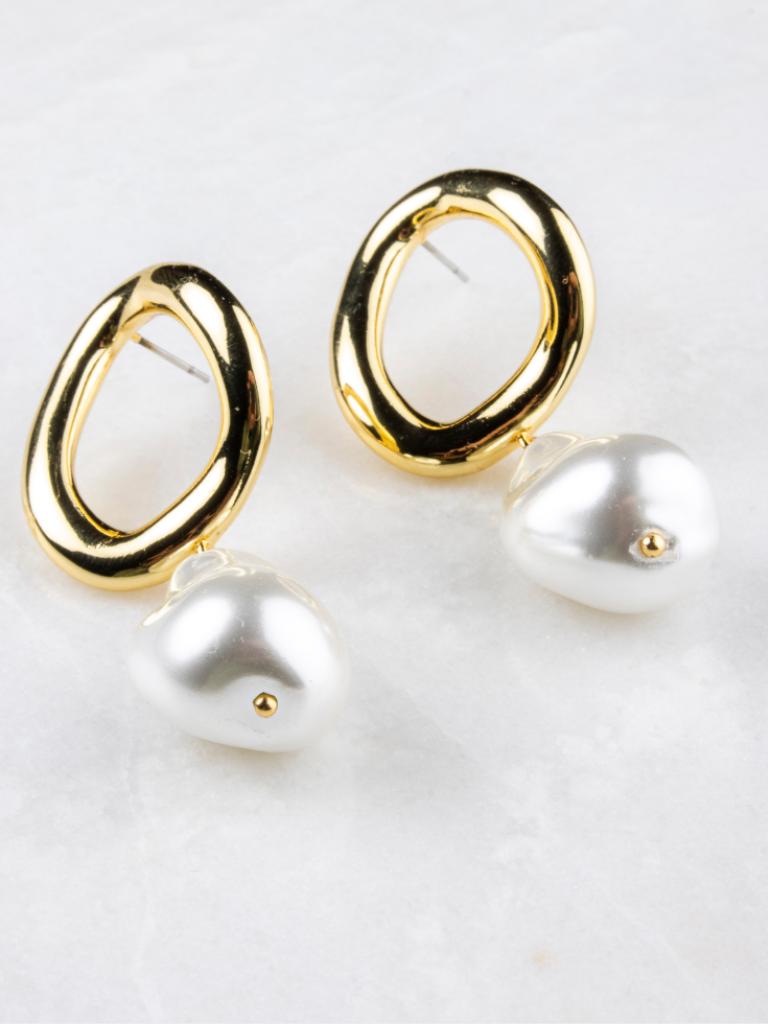Elishia Drop Earrings – Gold Plated/Pearl