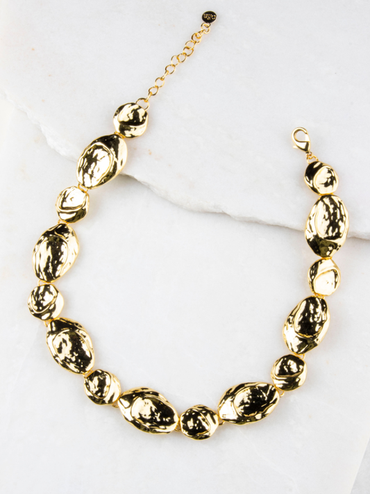 Freda Hammered Short Necklace – Gold Plated