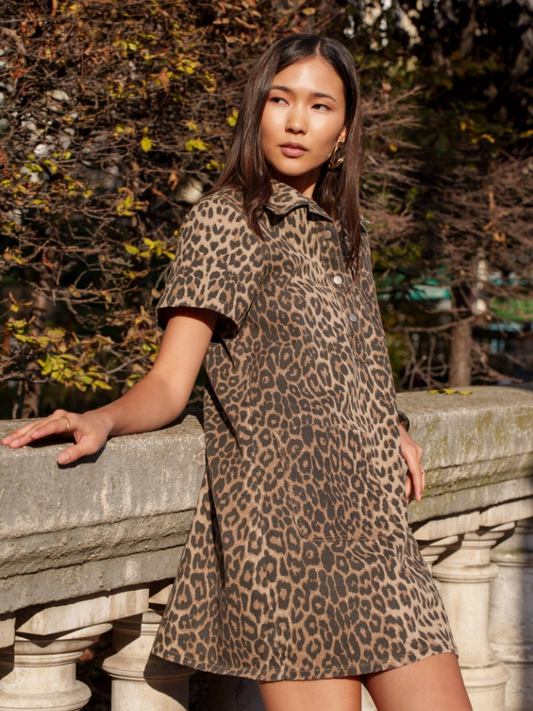 Pria Leopard Denim Dress