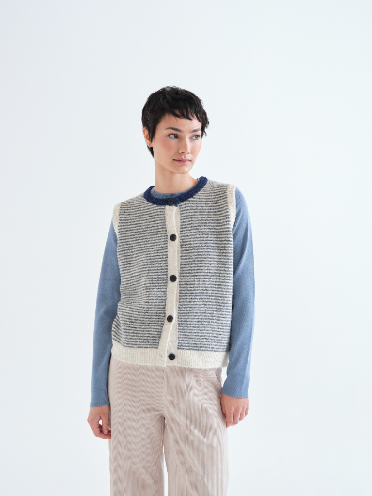 Mimi Grey and White Vest