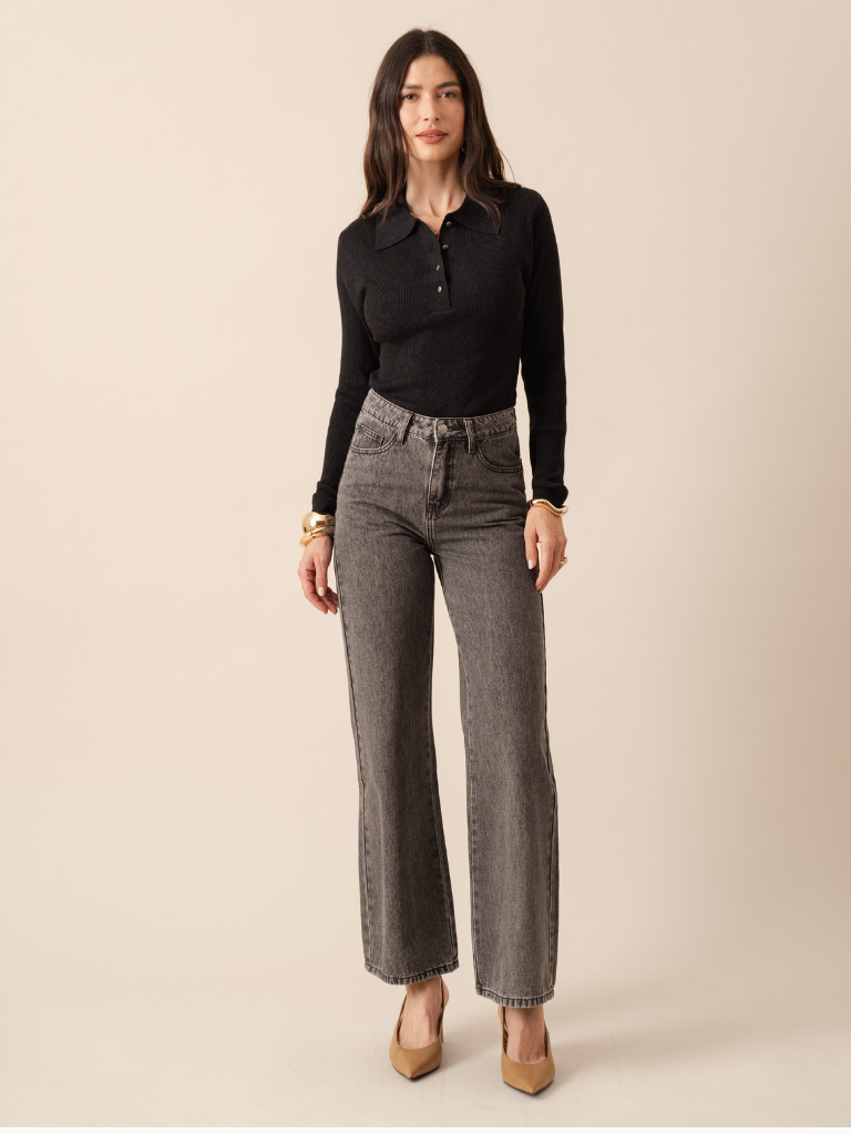 Archie Grey Denim Straight Leg
