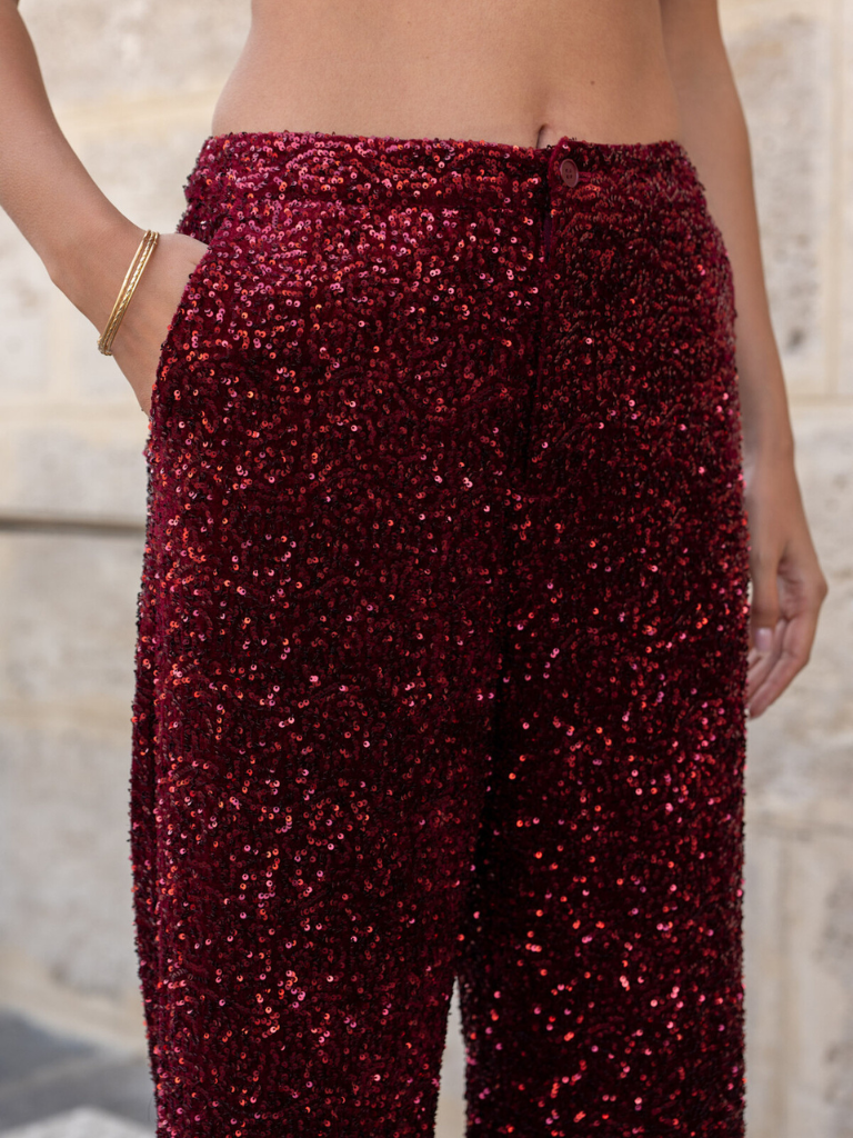 Luna Burgundy Sequin Suit