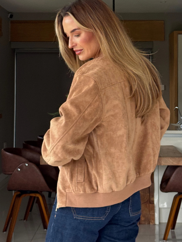 Arwen Suedette Classic Bomber Jacket Stone