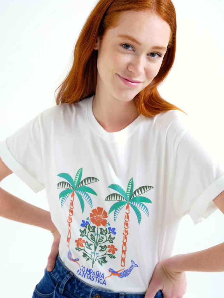 Palm & Mermaid Print T-shirt