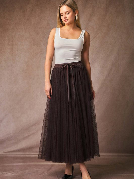 Brown Polka Dot Tulle