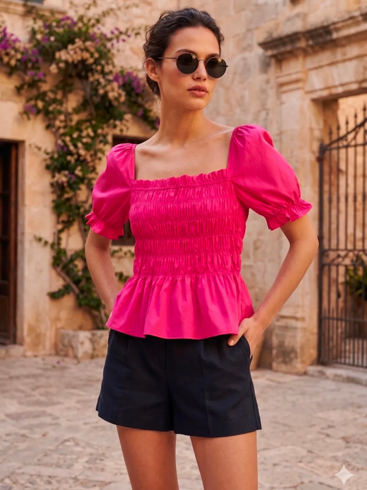 Ria Pink Peplum Top