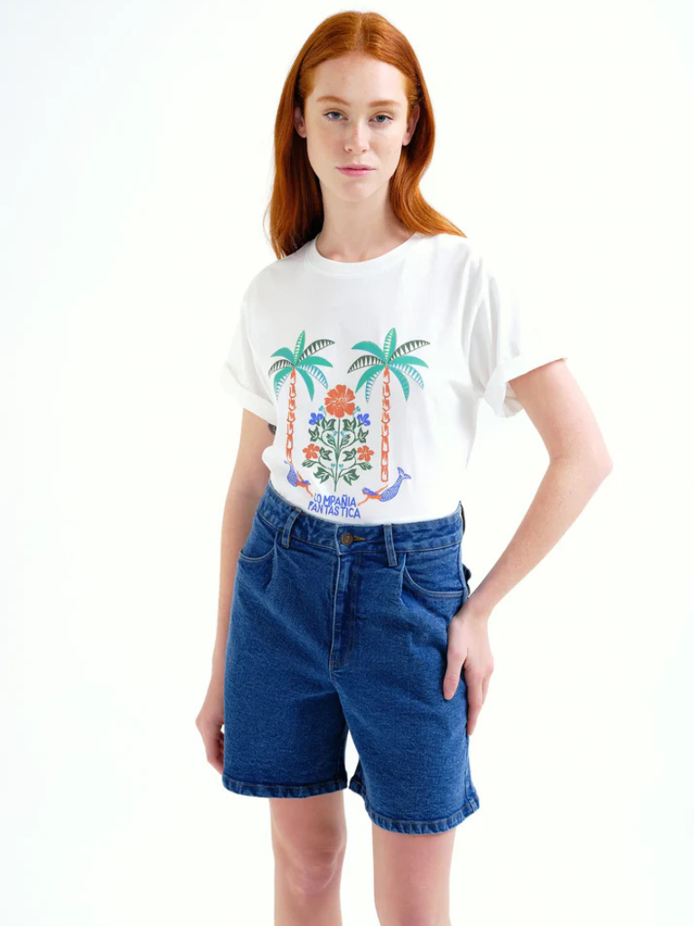 Palm & Mermaid Print T-shirt