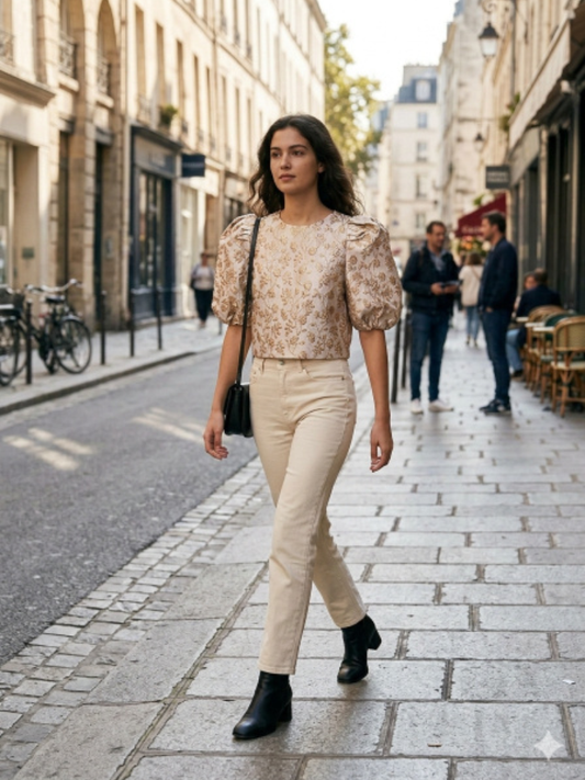 Layla Gold Jaquard Top