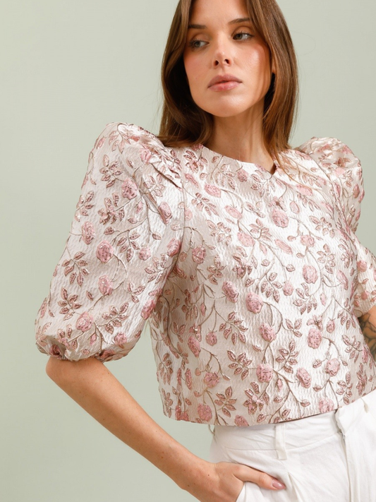Layla Pink Jaquard Top